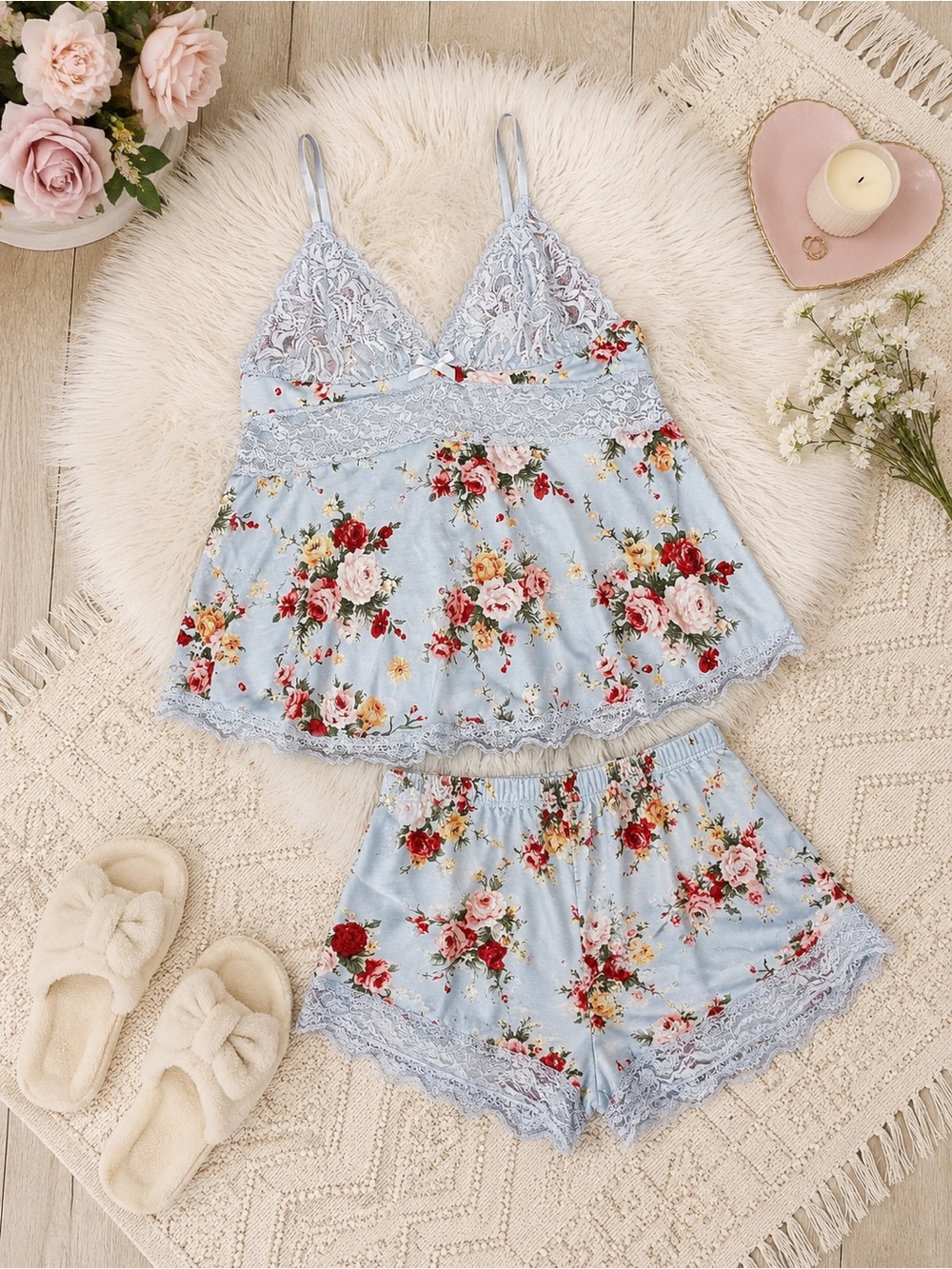 Avidlove Floral Lace Pajama Set – Women’s 2-Piece Sleepwear – XL NWT - Picture 4 of 12